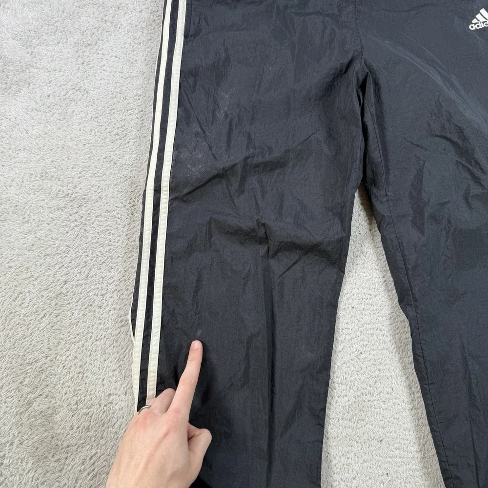 Vintage Adidas Windbreaker Pants Men Medium Black Gym Drawstring Zip Ankle Nylon - Picture 3 of 12